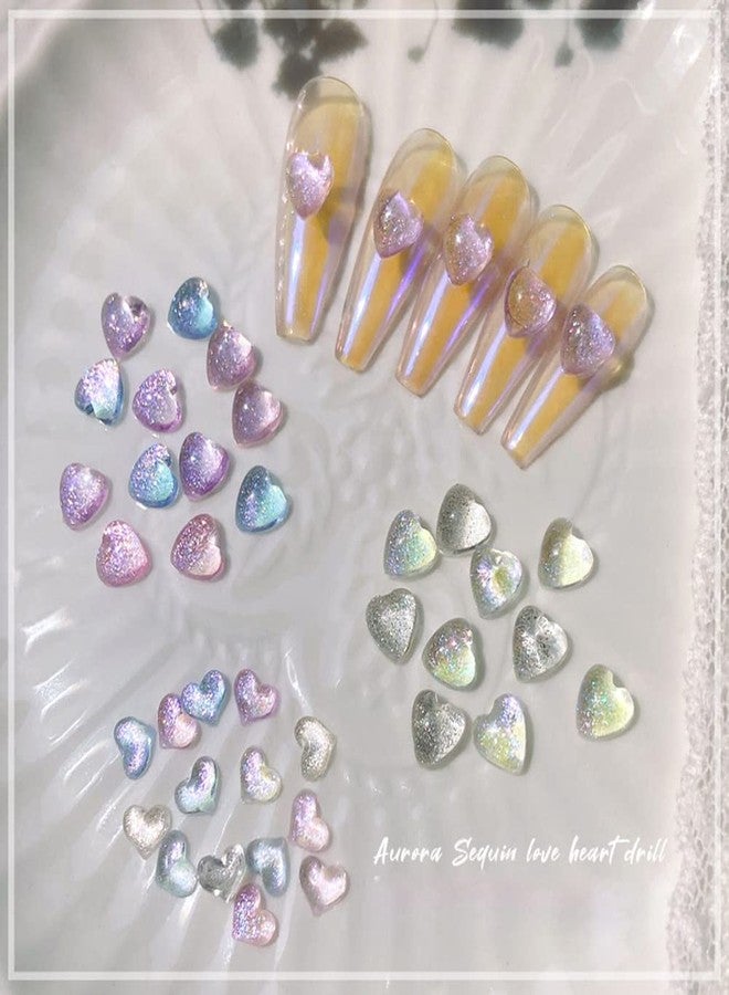 BASEMMAHER 2 Jars Heart Nail Art Charms, Mixed Size Crystal Jewelry 3D Shiny Aurora Love Hearts Nails Gems Rhinestones for Women Valentine's Day Acrylic Nail Decoration Supplies, Craft DIY Accessories - Image 5